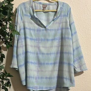 Chico's Pastel Blue and Green Blouse